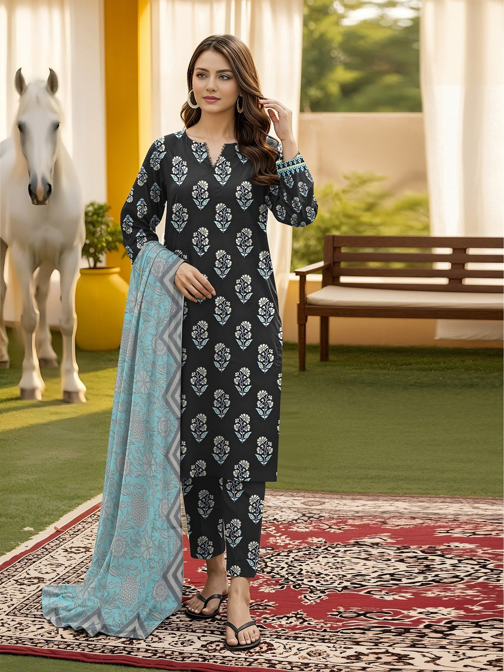 Zarai Premium Lawn - WOMEN SUIT - 3 PCS - ZPL17